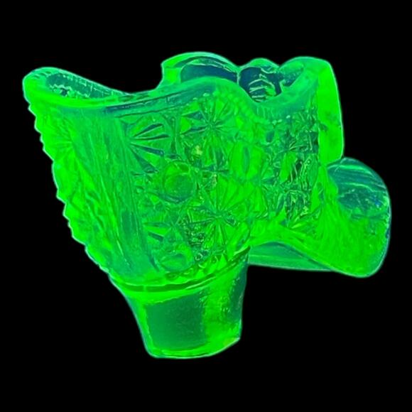 Daisy Button Bow Slipper Shoe Boyd Glass 1993-1998 Tangy Lime Vaseline GLOWS - Picture 3 of 15